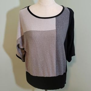 Cable & Gauge Petite Black Gray Shimmer Sweater